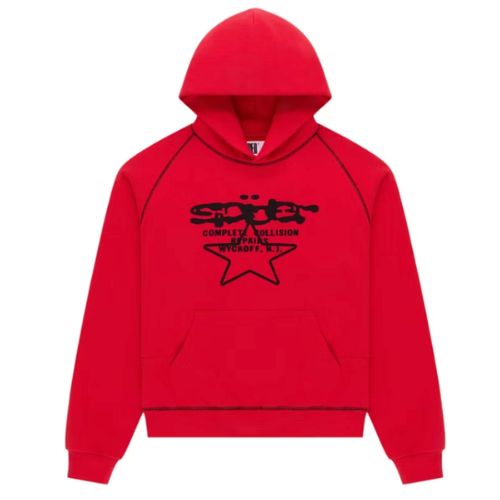 Sp5der Splat Collision Hoodie Red
