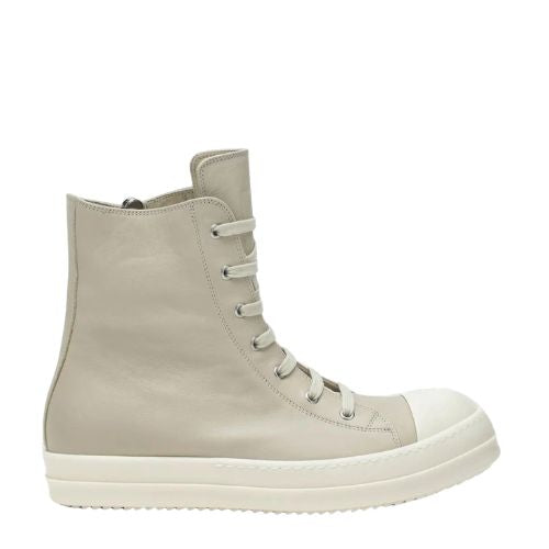 Rick Owens Leather High Top Sneakers Beige