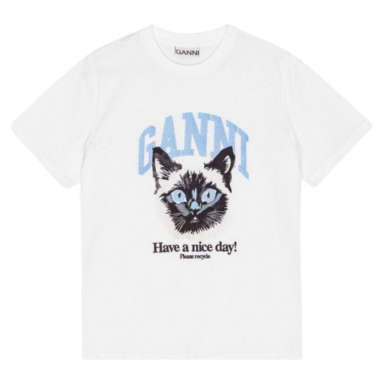 Ganni White Basic Jersey Cat Relaxed White