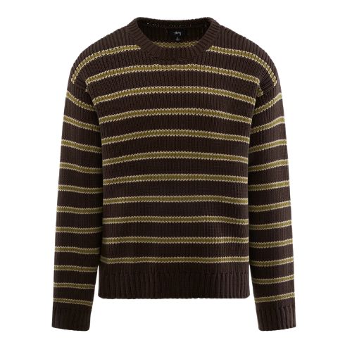 Stüssy Stripe Crew Sweater Forest