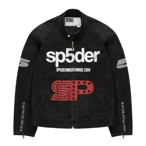 Sp5der Denim Racer Jacket Black