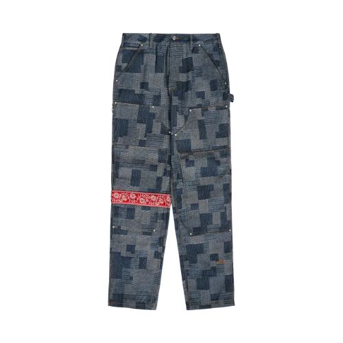 ABC Crystal Rivet Patchwork Double Knee Pant