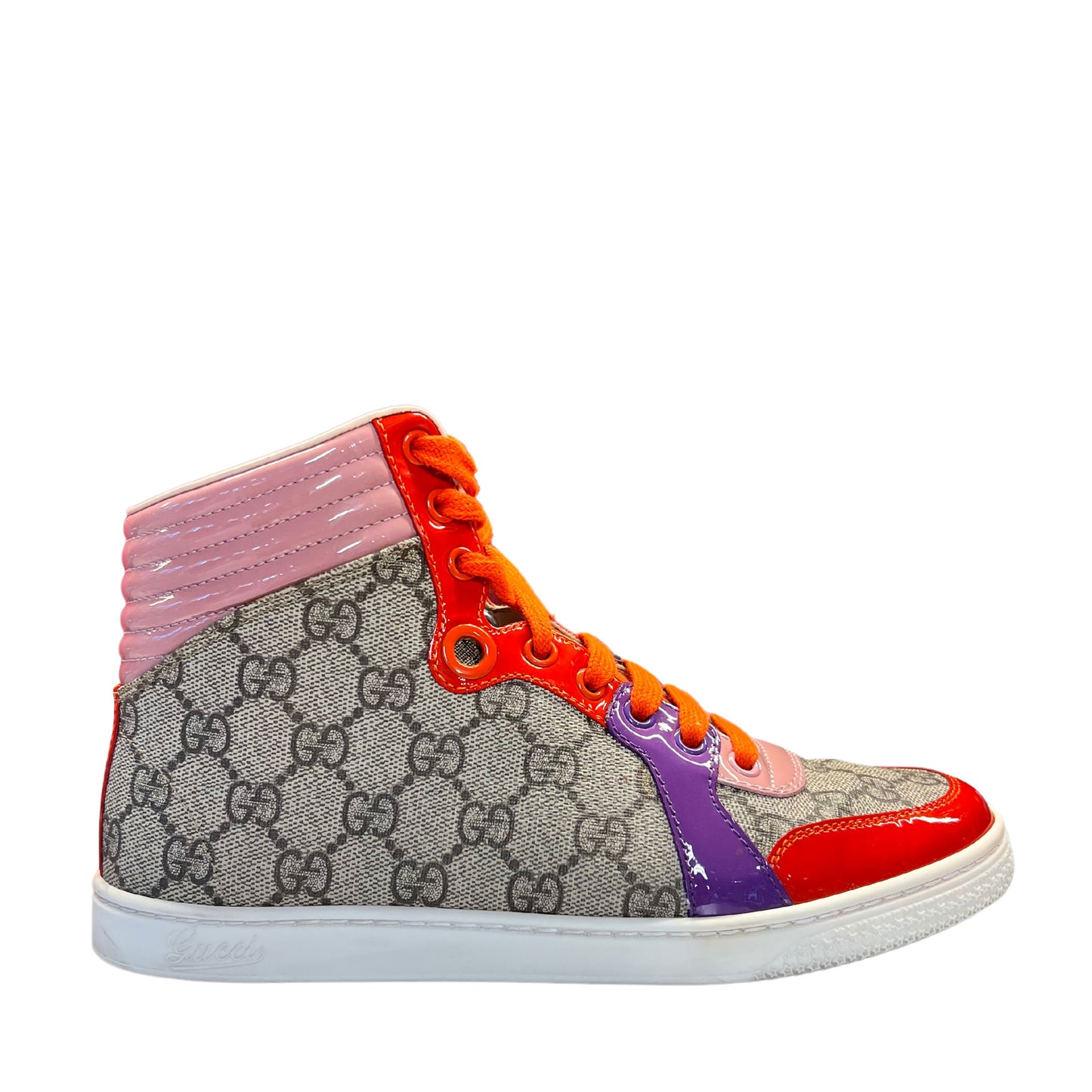 Gucci Multicolor GG Canvas and Pattern High Ankle Sneaker (Pre Owned)