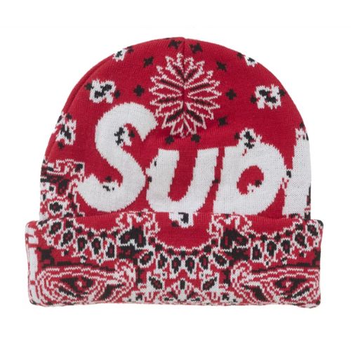 Supreme Bandana Big Logo Beanie Red