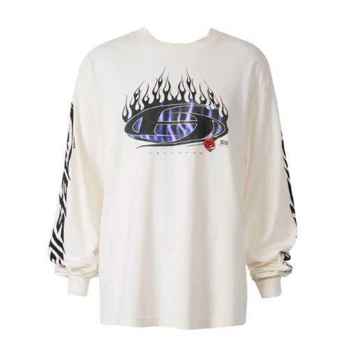 Hellstar Blue Flame Long Sleeve White