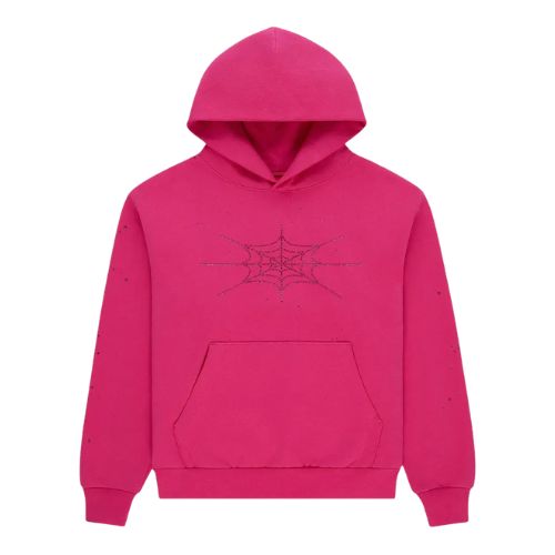 Sp5der Pink Big Rhinestone Hoodie