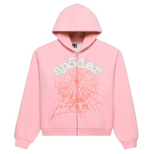 Sp5der Og Web V2 Spray Zip Up Light Pink