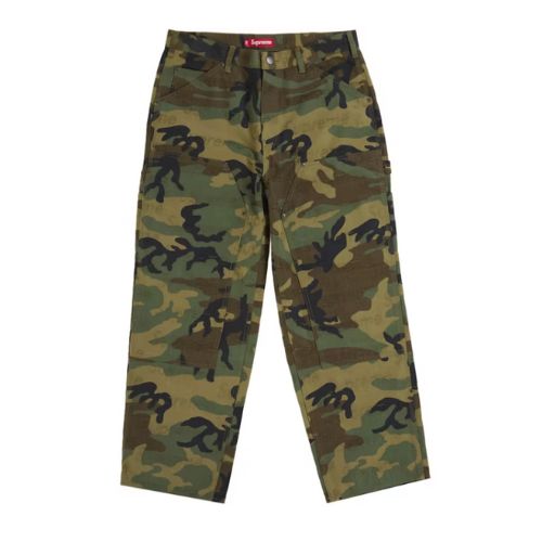 Supreme Jacquard Logos Double Knee Denim Painter Jean Woodland Camo