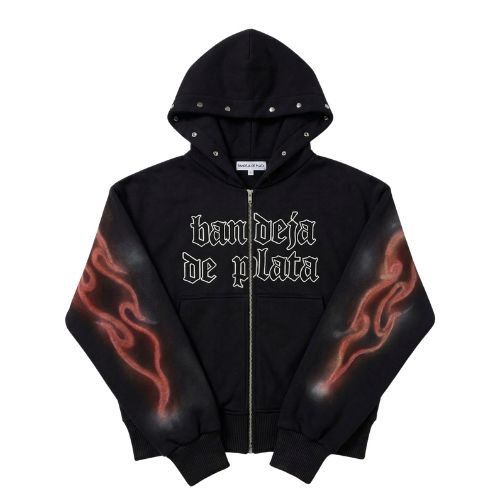 bandeja de plata zip up hoodie black ft. mango