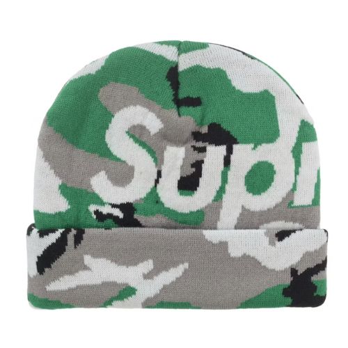 Supreme Big Logo Beanie Green Camo