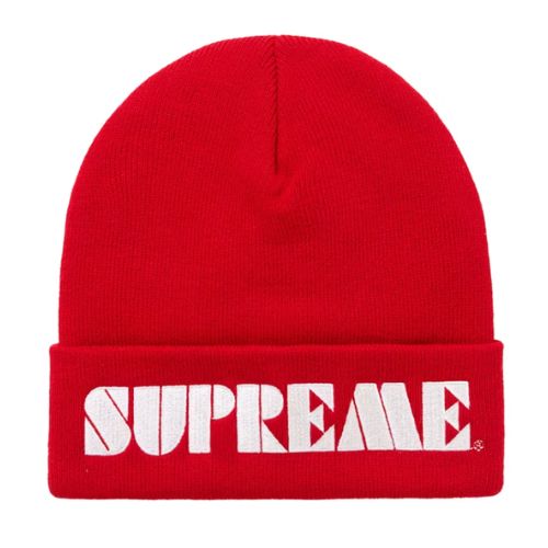 Supreme Stencil Beanie Red