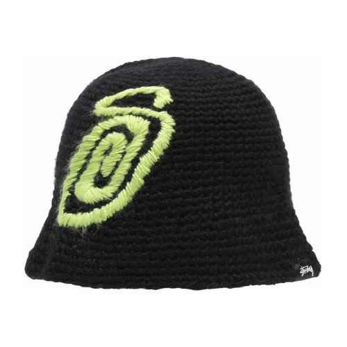 Stussy Swirly Knit Bucket Hat Black