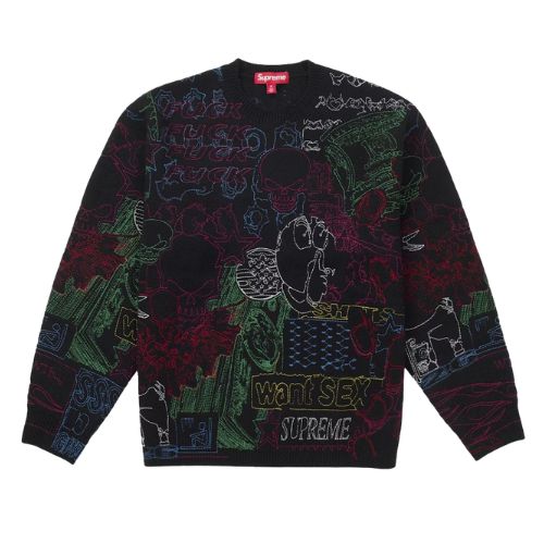 Supreme Collage Embroidered Sweater Black