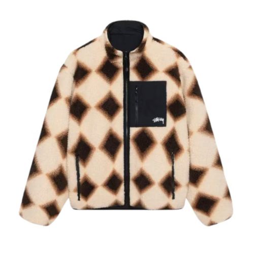 Stussy Sherpa Reversible Diamond Jacket Tan