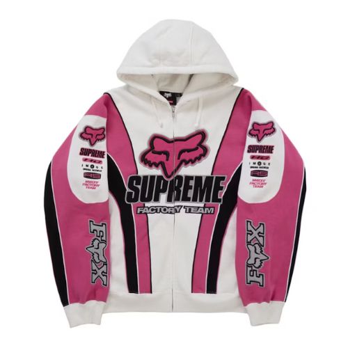 Supreme Fox Racing Zip Up Hooded White