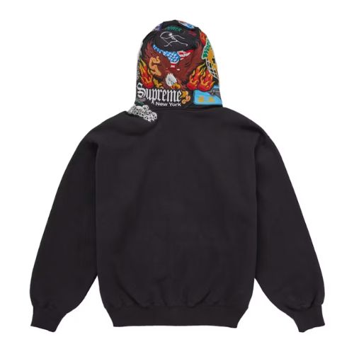 Supreme Patches Zip Up Hooded Sweatshirt Black