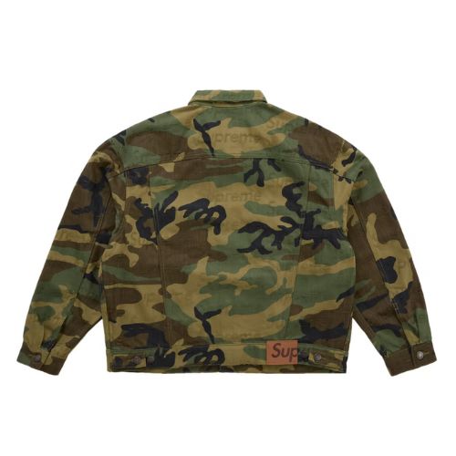 Supreme Jacquard Logos Denim Jacket Woodland Camo