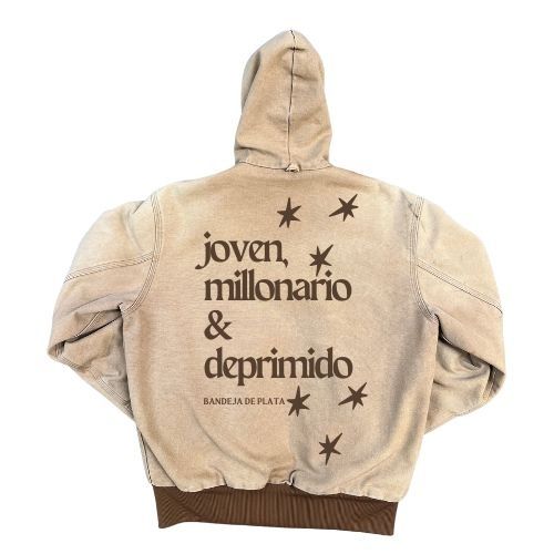 bandeja de plata Chamarra Zip Up Hoodie "joven, millonario & deprimido" Arena