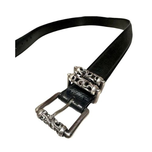 Chrome Hearts Double Roller Silver Leather Belt