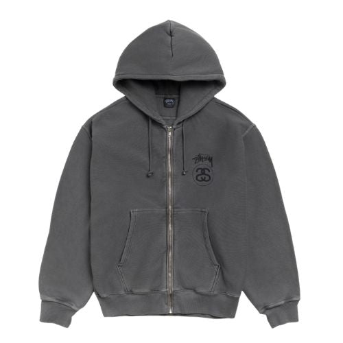 Stüsssy Stock Link Pig Dyed Zip Up Black