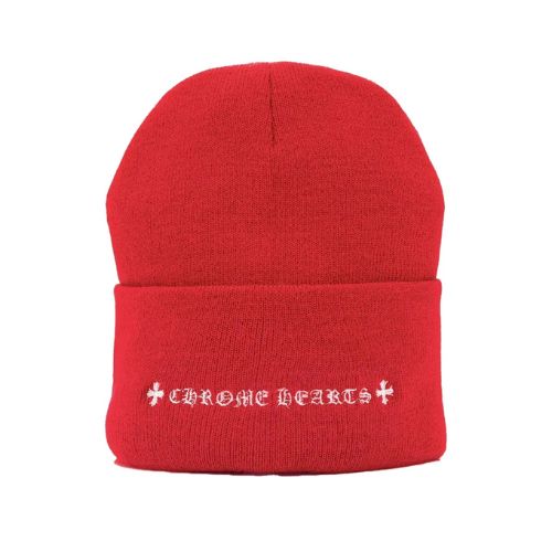 Chrome Hearts Ribbed Red Beanie Hat