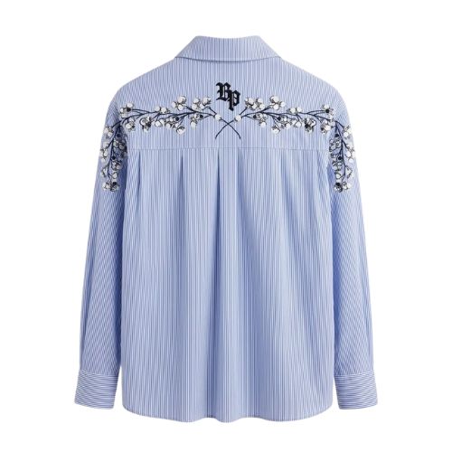 bandeja de plata camisa de vestir azul