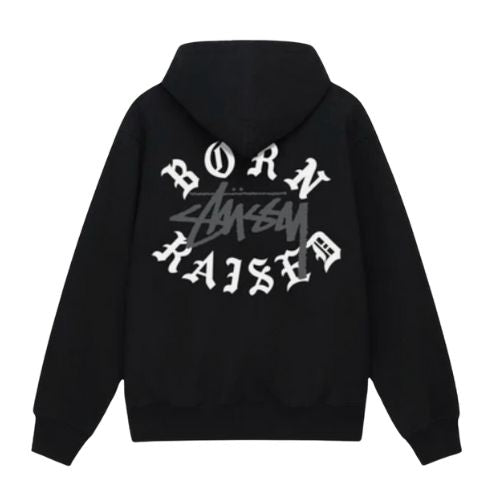 Stüssy x Born x Raised Logo Zip Hoodie Black