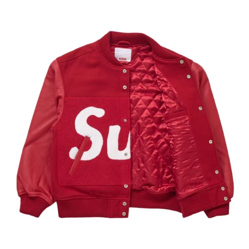 Supreme Big Logo Chenille Varsity Jacket CPFM Red