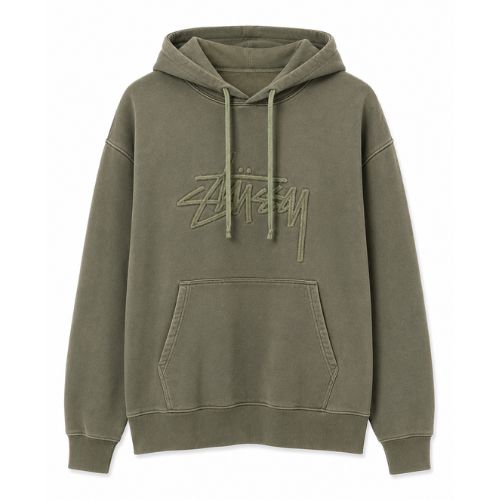 Stüssy Embossed Logo Hoodie Pigment Dyed Olive 