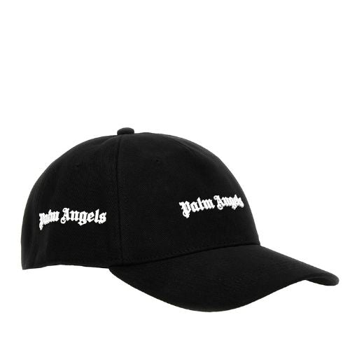 Palm Angels Logo-Print Cotton Hat Black