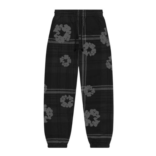 Denim Tears Plaid Cotton Wreath Sweatpants Black