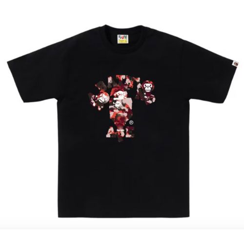 BAPE Map Camo College Milo Tee Black/Red