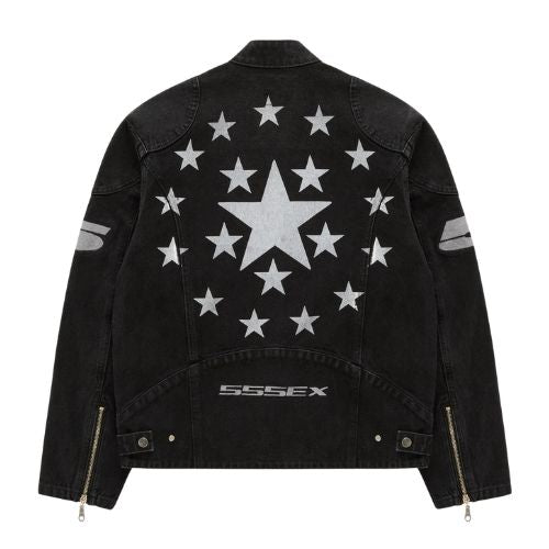 Sp5der Denim Racer Jacket Black