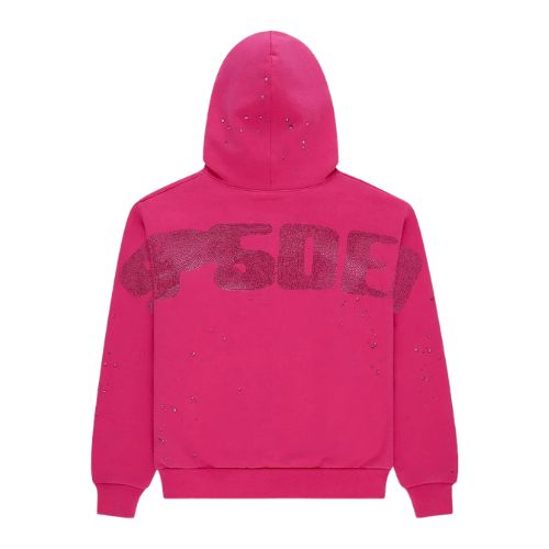 Sp5der Pink Big Rhinestone Hoodie