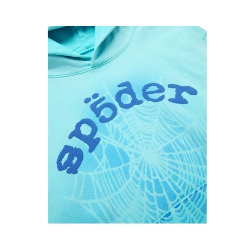 Sp5der OG Web V2 Spray Paint Hoodie, Light Blue