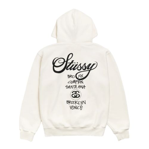 Stüssy World Tour Pigment Dyed Hoodie Natural