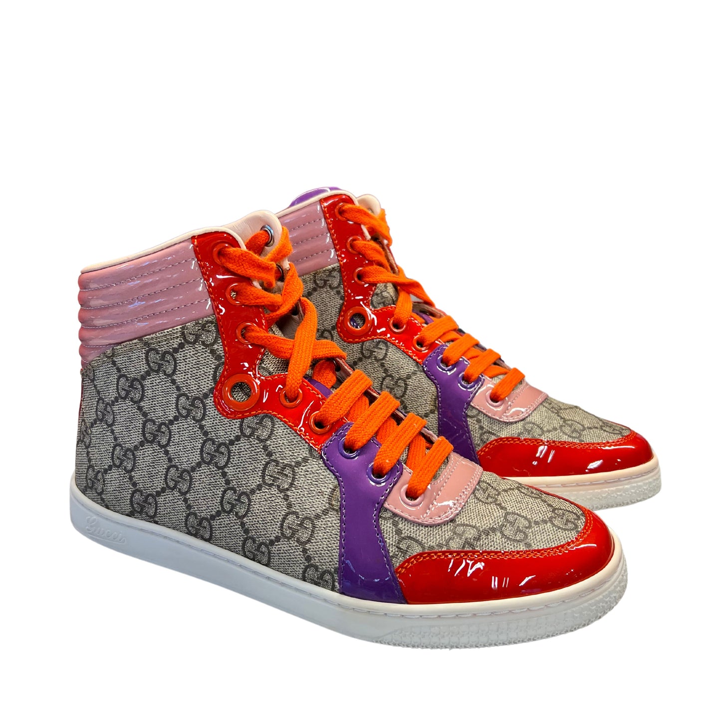 Gucci Multicolor GG Canvas and Pattern High Ankle Sneaker (Pre Owned)