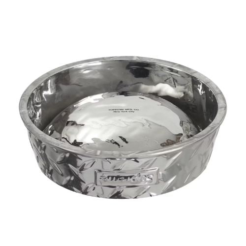Supreme Diamond Plate Dog Bowl Silver