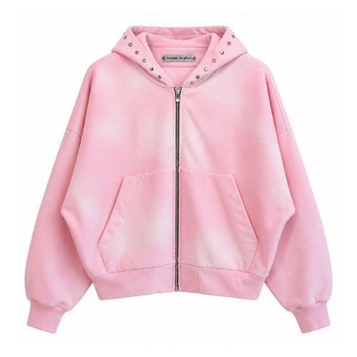 bandeja de plata zip up hoodie pink
