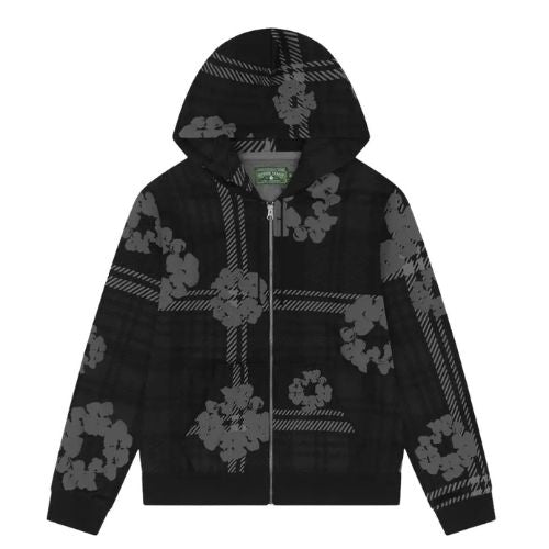 Denim Tears Plaid Cotton Wreath Zip Up Hoodie