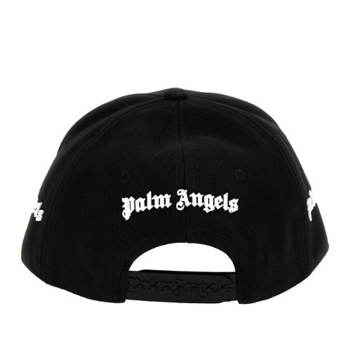 Palm Angels Logo-Print Cotton Hat Black