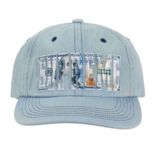 Supreme Embroidered Money Logo 6-Panel Hat Light Blue