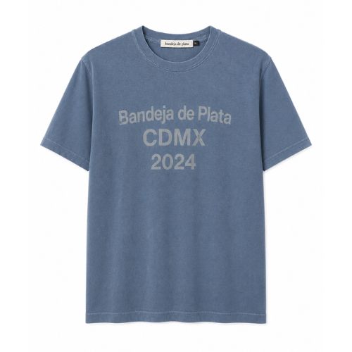bandeja de plata playera logo azul