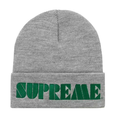 Supreme Stencil Beanie Heather Grey