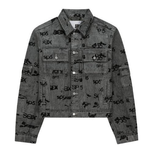 Silver Sex Aop Foil Trucker Jacket