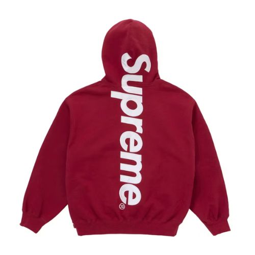 Supreme Satin Appliqué Hooded Sweatshirt (FW25) Red