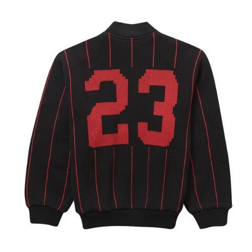 Supreme Pinstripe Varsity Zip Up Sweater Black