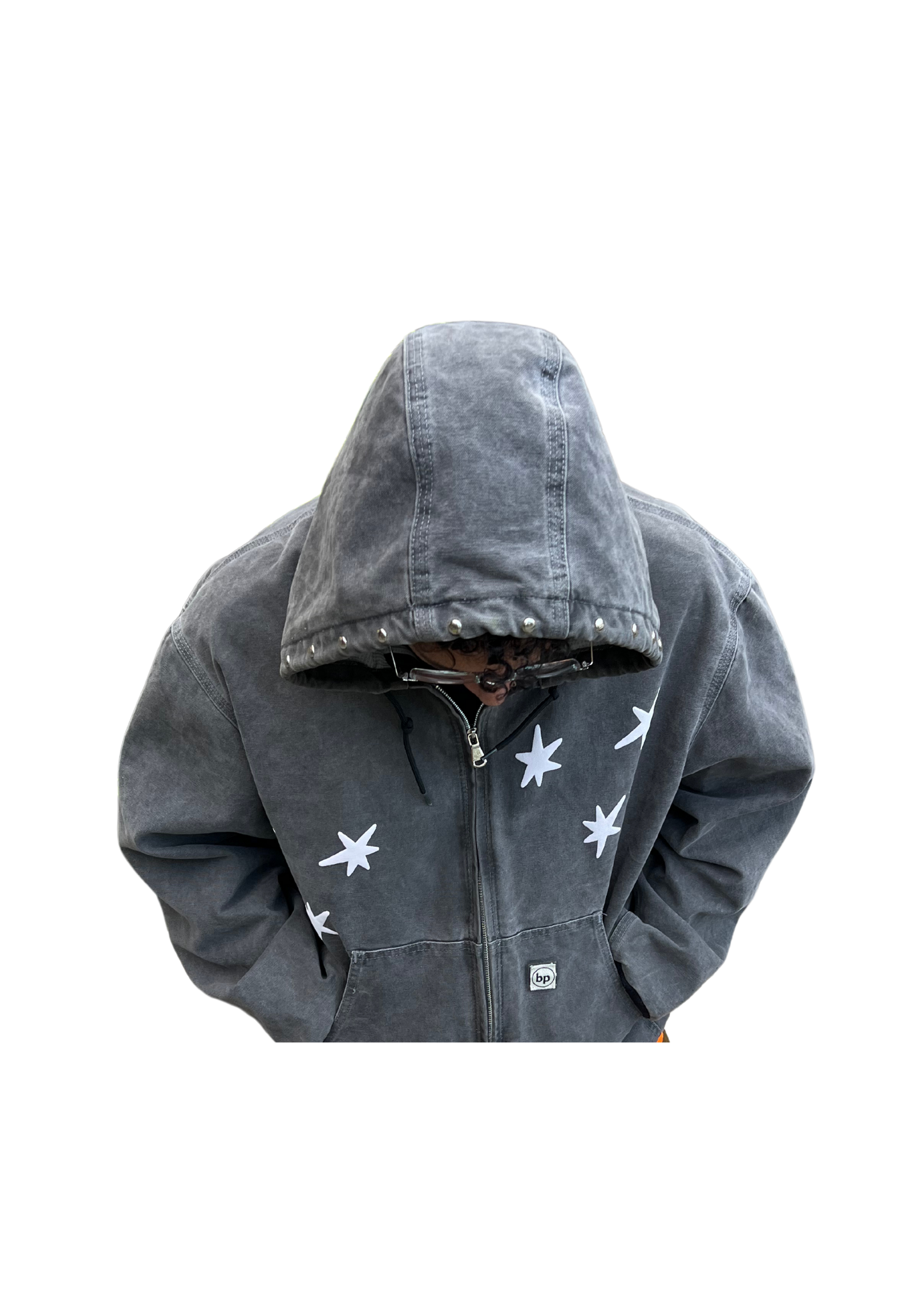 bandeja de plata Chamarra Zipup Hoodie "joven, millonario & deprimido" Washed Grey