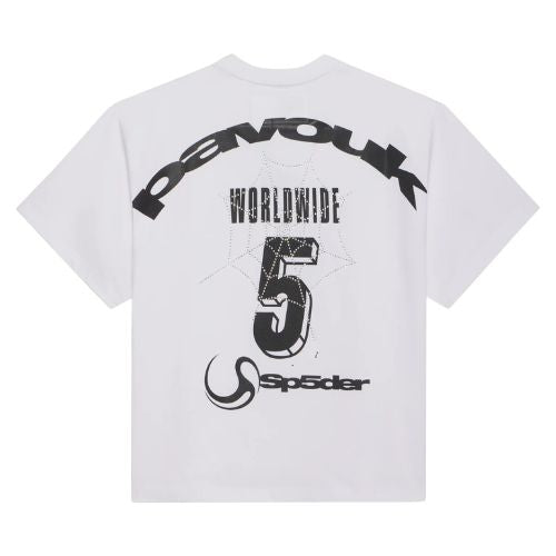 Sp5der 5 Spider Web Tee Rhinestone White