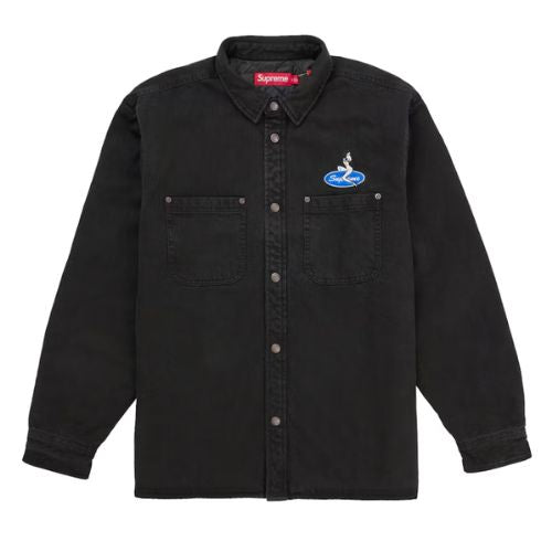 Supreme Quilted Lined Denim Snap Shirt Black
